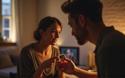 Couple discutant en ligne